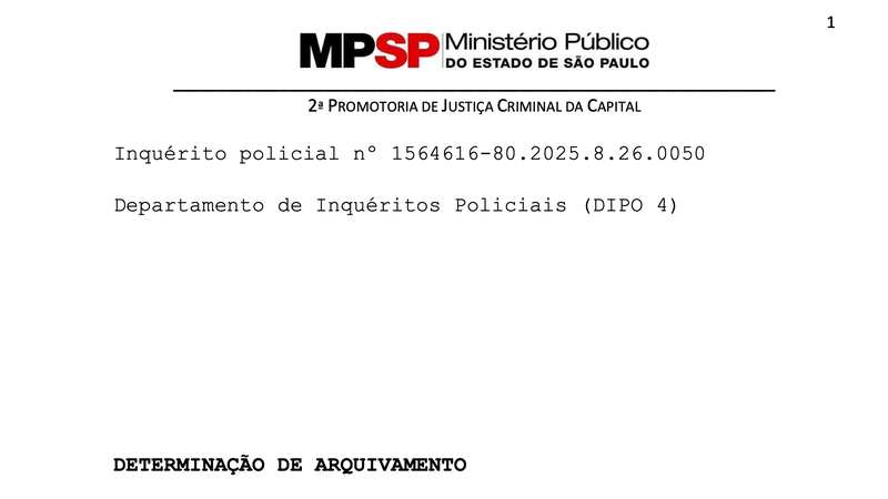 Decisão do Ministério Público de São Paulo - reproduçao de documento