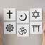 Desenhos com símbolos de seus religiões distintas