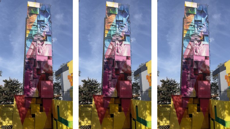 Arte: Dicesarlove retrata o rapper Emicida em uma caixa d’água em escola estadual no Capão Redondo - Foto: Assessoria de Imprensa