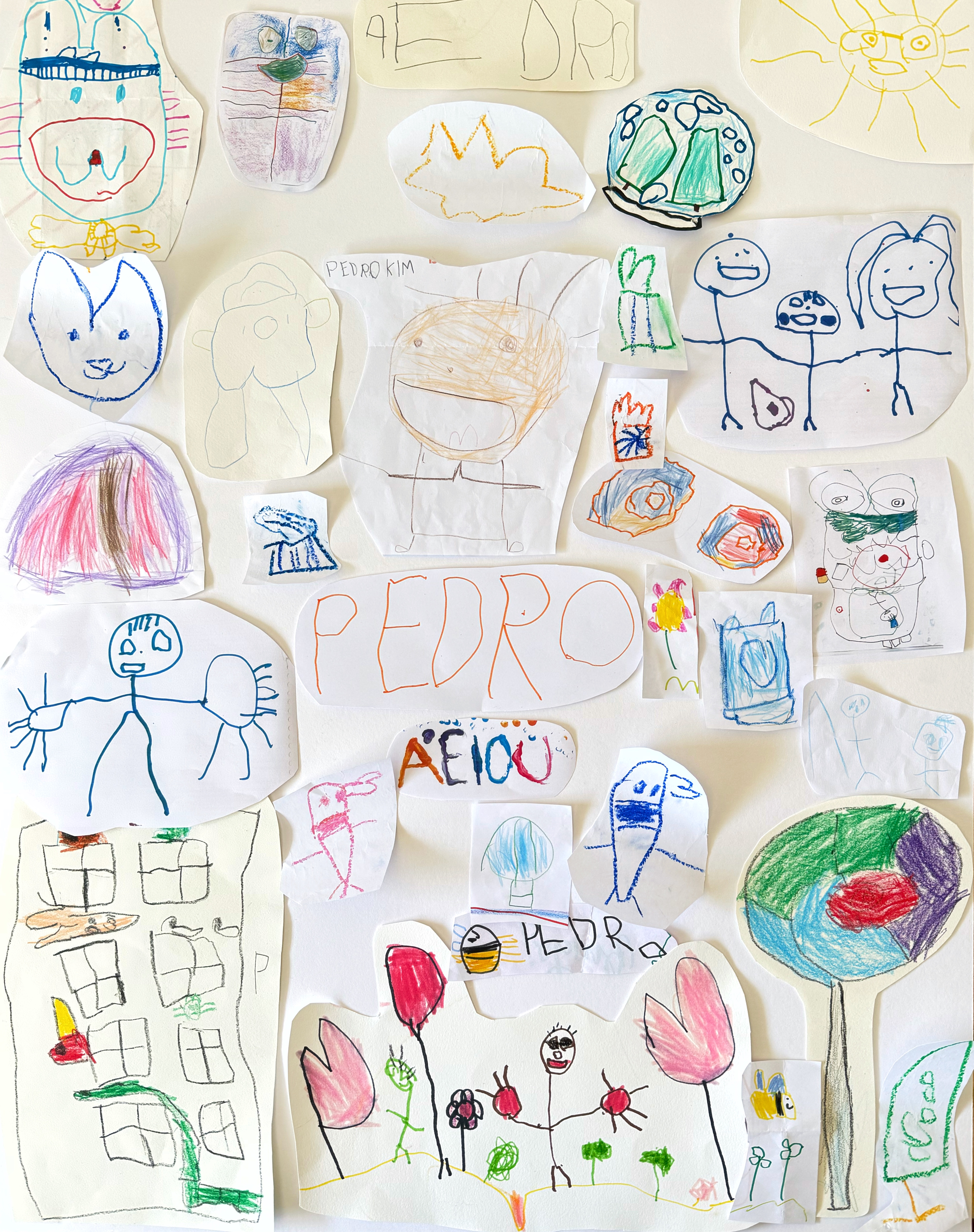 Processo de Juna envolve curadoria do acervo infantil, recorte, colagem, repintura e intervenções pictóricas - Arquivo pessoal